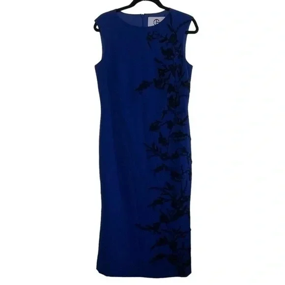 NWT JS Collection Blue Beaded Evening Cocktail Dress Size 12 - Picture 2 of 15